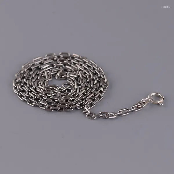 Cadenas de 2mm de plata pura, collares largos para mujer, regalo de joyería para hombre fino redondo Retro tailandés para mujer