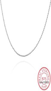Chaînes Chaîne de corde 2 mm pour collier pendentif Femmes and Men 925 Sterling Silver Bijoux 4060cm ED9323410
