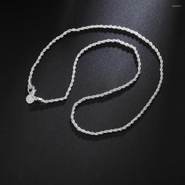 Catene 2MM catena a corda intrecciata 925 collana timbrata per le donne moda uomo gioielli da sposa festa di lusso regali di festa di fascino