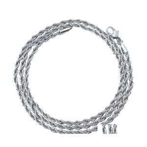 Cadenas 2Mm5Mm Collar de acero inoxidable Cuerda trenzada Eslabón de cadena para hombres Mujeres 45Cm75Cm Longitud Con Veet Bag C3 Drop Delivery Jewelry Dhxoy