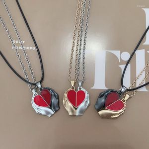 Kettingen 2pc/set magnetisch hart paar ketting voor vrouwelijke mannen creatieve romantische rode liefde hanger vrouwelijke Valentijnsdag sieraden cadeau