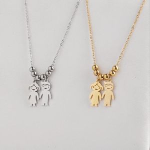 Chaînes 2 pcs/lot acier inoxydable bébé fille garçon collier femmes chaîne colliers pour famille Couple cadeaux 45 cm