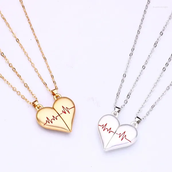 Chaines 2pcs Collier de couple de coeur magnétique pour femmes Pull de la Saint-Valentin Chaîne Amies Amivers Gift de fête de mariage