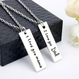 Chaînes 2 pièces colliers pendentifs bijoux je t'aime papa maman lettres collier mode accessoires créatifs lien chaîne tour de cou