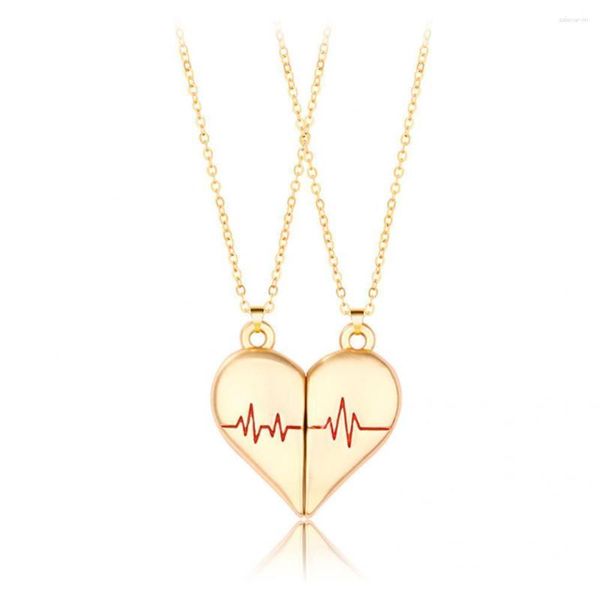 Chaînes 2pcs / set chaîne collier élégant pendentif femmes hypoallergénique battement de coeur bijoux