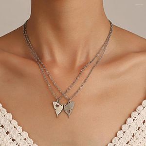 Kettingen 2 Stks/set Mode Rvs Vlinder Vriendschap Ketting Voor Vrouwen Vriend Zilver Kleur Hart Hanger Partij Sieraden