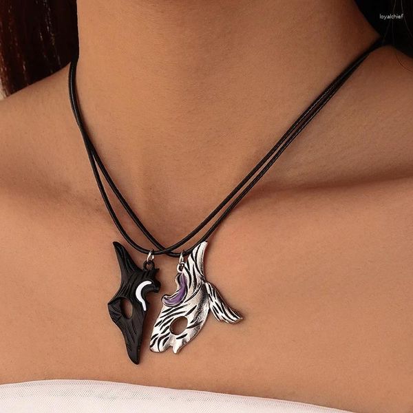 Cadenas 2 piezas de oveja y collar de lobo colgante misterioso joyas asimétricas tendencia de animales personalizado regalo