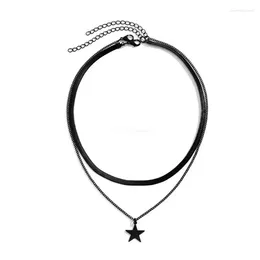 Chaînes 2pieces Star Chain Choker Colliers Pendants Pentagram Party Bijoux Gift For Women Girls Dropship