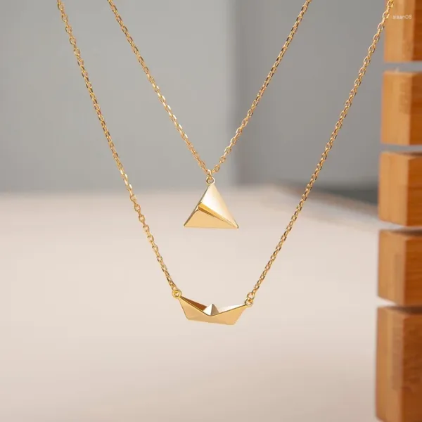 Cadenas 2x Simple Triángulo-Papel-Avión Collar Origami-Plano Colgante Gargantilla Cadena