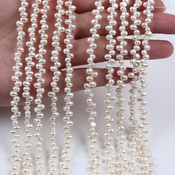 Chaînes brin de perle en forme de riz d'eau douce naturelle de 3 à 3,5 mm avec trou supérieur pour la fabrication de bijoux