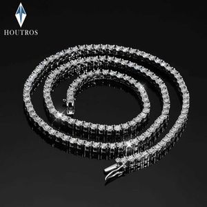 Chaines 3/4/5 / 6,5 mm Tous Collier de tennis Moisanite Femmes Men 925 Silver Sterling Real Moisanite Diamond Diamond Neckain Hip Hop Party Bijoux D240509