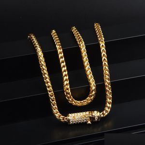 Chains 30 Mens Hip Hop Ketting Iced Out 6Mm Goud Roestvrij Staal Cubaanse Box Chain Link Strass Sluiting Drop Levering Sieraden Neckla Dhlyw