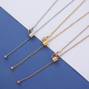 Chaînes 30% Off10Pcs Réglable En Acier Inoxydable Boîte Chaîne Curseur Collier Faisant Avec Bouchon Perles DIY Bijoux Accessoires Faits À La Main