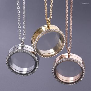 Kettingen 30mm ronde glazen twist medaillon hanger kettingen voor vrouwen mannen accessoires zilver/goud/rosé goud kleur roestvrijstalen ketting