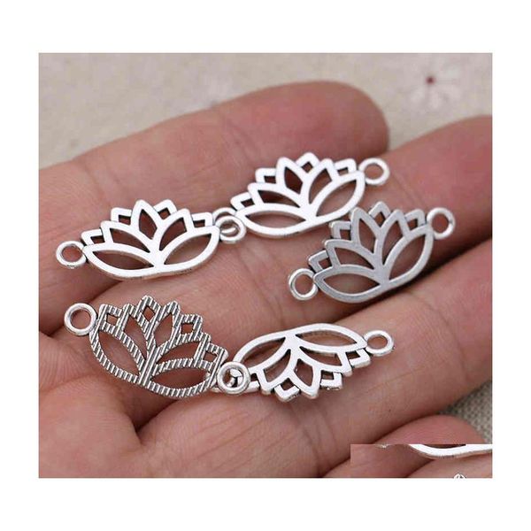 Chaînes 30Pcs Antique Sier Plaqué Fleur De Lotus Connecteur De Charme Pour La Fabrication De Bijoux Bracelet Accessoires Bricolage Artisanat 27X1M Drop Delivery Dhfb1