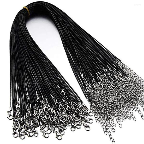 Chaînes 30pcs en cuir noir cordon corde collier ciré homard griffe fermoir en vrac pour la fabrication de bijoux chaîne chaîne bricolage accessoires