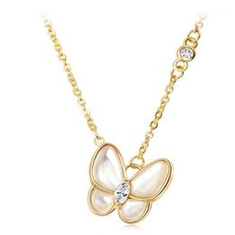 Chaînes 316L en acier inoxydable fleur trace super fée papillon collier court tempérament267r