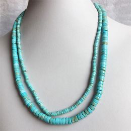 Kettingen 35/40/45/50/55 cm 2 4mm 3 6mm Heishi Blue Turquoise ketting Natuurlijke stenen sieraden Elegante voortreffelijke parelketen Choker Collier