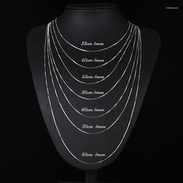 Kettingen 35 cm-80 cm 1 mm dunne echte pure solide 925 sterling zilveren doos ketting kettingen voor vrouwen mannen kinderen meisjes sieraden kolye kraag