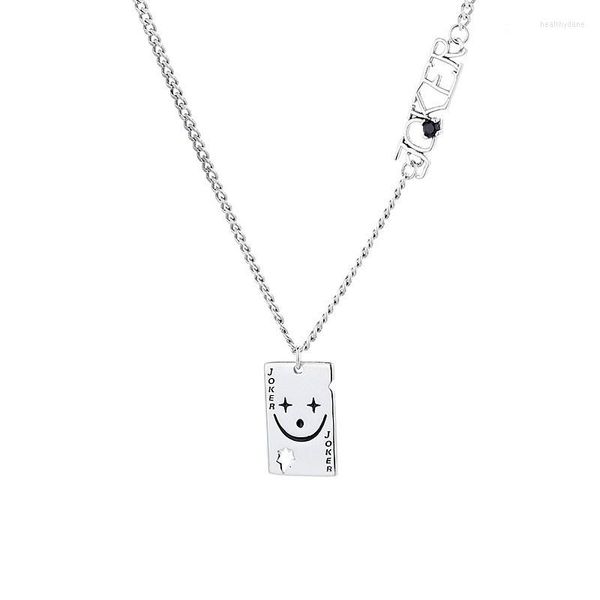 Chaînes 362L ZFSILVER Mode Tendance Argent 925 Rétro Clown Visage Lettre Joker Collier Pour Fille Femmes Charme Bijoux Accessoires Match-all