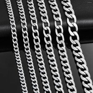Kettingen 3 mm-11,5 mm breedte roestvrijstalen Cubaanse schakelketting klassieke kinketting zilverkleur voor mannen vrouwen sieraden 14 tot 40 inch