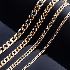 Kettingen 3mm/4.5mm/6mm/7.5mm Hip Hop Rvs Cubaanse Ketting voor Nek Accessoires Goud/Zilver Kleur Vrouwen Mannen