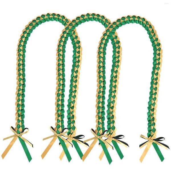 Chaînes 3pcs College Grad Collier tressé réglable léger Honor Graduation Ruban Leis High School Double couche pour les étudiants