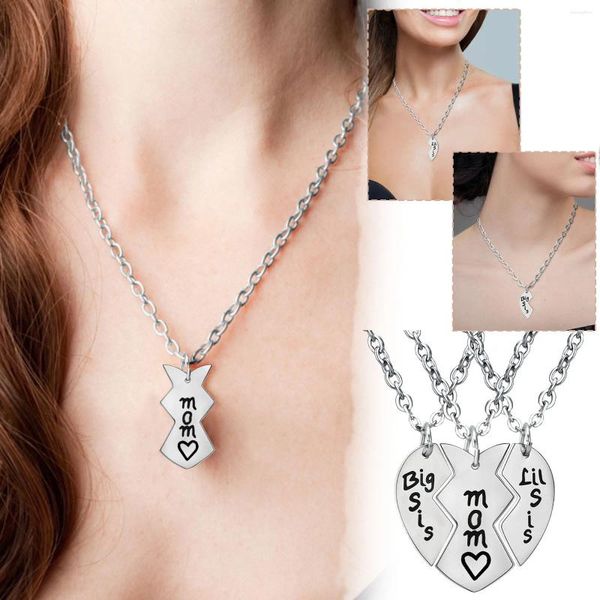 Chaînes 3pcs mère fille collier ensemble pendentif de mode pour fille en acier inoxydable bijoux cadeau coeur femme colliers