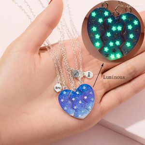 Chaines 3pcs / ensemble Luminal Forever Friends Amitié Heart Puzzle Puzz Pendant Collier Matching Matching For Women Girl Girls
