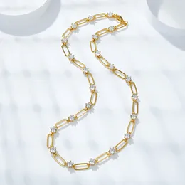 Chaînes 4.5mm Full Moissanite Diamond Bracelet Collier pour femme de mariage avec GRA 925 Sterling Sliver Plaqué 18k Bijoux en or blanc