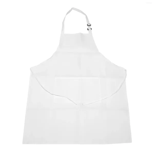 Cadenas Paquete de 4 baberos con 2 bolsillos ajustable cocina chef delantal para mujeres hombres blanco