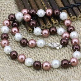 Kettingen 4 Stijl Multicolor Simuled-Pearl Shell Ronde Kralen Ketting Ketting Voor Vrouwen 8mm 10mm 12mm 14mm Choker DIY Sieraden 18 inch B1644