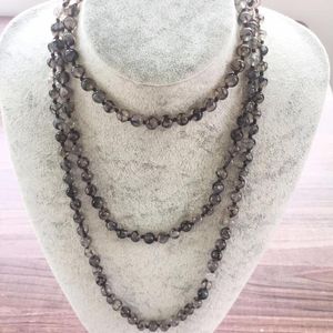 Kettingen 42 inch/60 inch hand geknoopte natuursteen 8 mm zwarte lineagate ketting lange kettingen yoga mala kralen eindeloze oneindigheid kralen