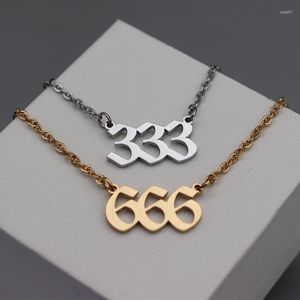 Chaînes 444 666 collier pendentif numéro d'ange pour femmes bijoux en acier inoxydable 222 cadeau de fête des mères chanceux