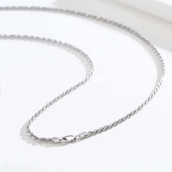 Chaînes 45-55cm 2mm 925 Sterling Silver Corde Chaîne Collier Femmes Fille Garçon Italie Mens Bijoux Kolye Collares Sieraden Colier