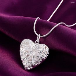 Chaînes 45-75cm 925 collier en argent sterling pour femmes motif coeur po cadre pendentif cadeau de Noël de haute qualité bijoux de mariage