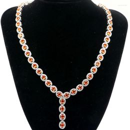 Chaînes 47x18mm Magnifique Big Heavy 38g Orange Spessartine Grenat Vert Améthyste CZ Dames Rencontres Collier en Argent 18-19"