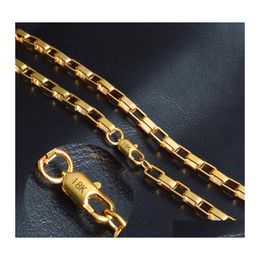 Kettingen 4 mm 18k gouden ketting voor mannen 20 inch doos choker dames ketting hiphop sieraden in bk groothandel drop levering kettingen hanger otucz