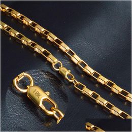 Kettingen 4Mm 18K Gouden Ketting Voor Mannen 20 Inch Box Choker Vrouwen Ketting Hip Hop Sieraden In Bk Groothandel Drop Delivery Kettingen Hanger Dhyu5