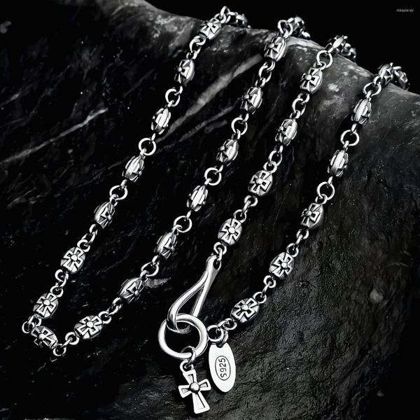 Chaînes 4MM BOCAI 2023 Tendance Réel S925 Bijoux En Argent Croix Ancre Clavicule Chaîne Rétro Personnalité Hommes Et Femmes Collier