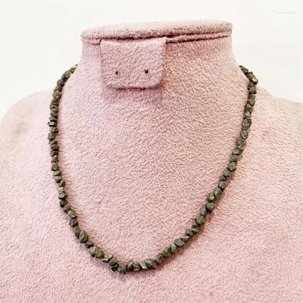 Chaînes 4MM Irrégulière Pyrite Nugget Collier Délicat 2024 Perles De Couker Chaîne Chocker Bijoux Sur Le Cou Pendentif Collier Femme Cadeau