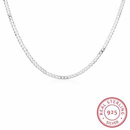 Kettingen 4 mm heren zijwaartse ketting link vintage 925 sterling zilver voor vrouwen 30 inch eenvoudige geometrische halsbladen