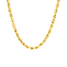 Chaînes 4mm Corde Chaîne Collier Hommes Femmes Clavicule Bijoux Or Jaune Rempli Classique Twisted Cadeau 60 cm LongChains