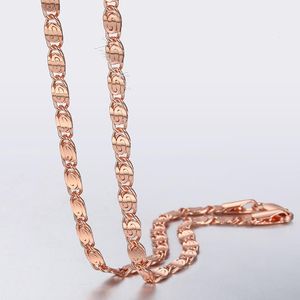 Catene 4mm Womens Mens Collana Catena Lumaca Link 585 Rose White Yellow Gold Filled Gioielli all'ingrosso GNM110Chains