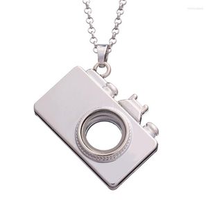 Kettingen 4pcs/Lot Camera Openbaar magnetisch glazen medeland ketting hanger met ketting voor vrouwen sieraden verjaardagscadeau