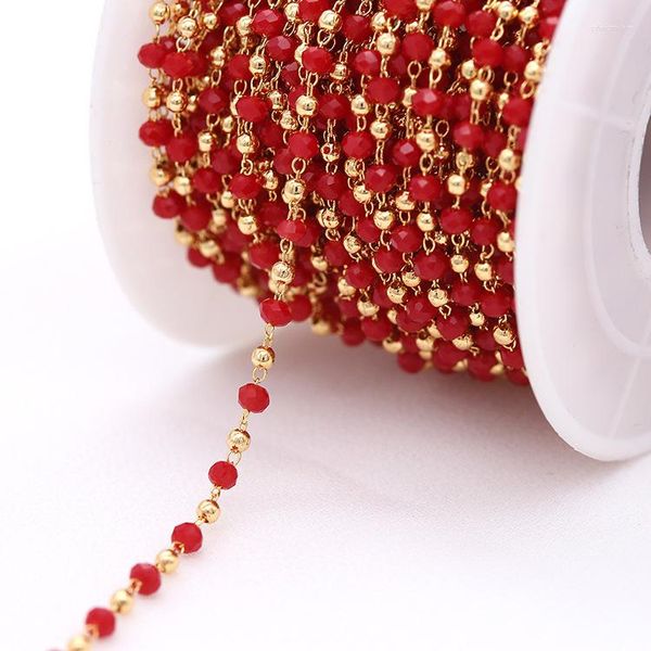 Chaînes 5 mètres de couleur perles de cristal chaîne de bijoux accessoires de bricolage faits à la main exquis bracelet boucle d'oreille matériaux pour cadeau