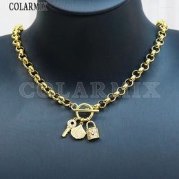 Chaînes 5 pièces bijoux de mode O forme chaîne collier or Zircon cadeau femmes 52591