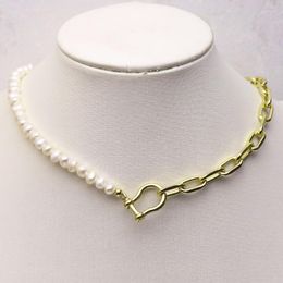 Chaînes 5 brins 4-5mm perles collier à la main lien chaîne en métal femmes cadeau bijoux 9795