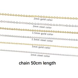 Chaînes 50 cm pour les composants de bijoux faisant des femmes hommes bricolage en acier inoxydable plaqué or chaîne en argent en gros