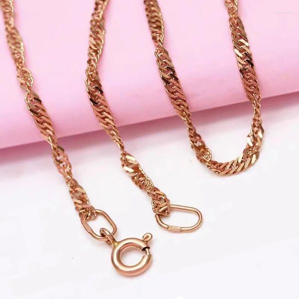 Chaînes 585 Purple Gold Classic Water Wave Collier pour femmes Plaqué 14K Rose Clavicule Chaîne Design Party Bijoux